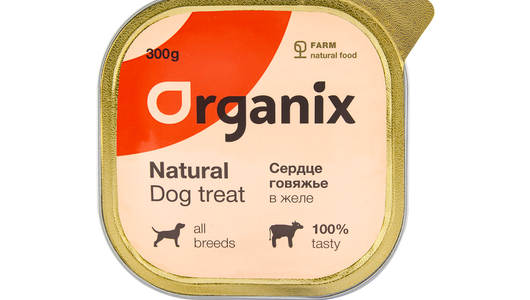 Organix лакомства Влажное лакомство для собак сердце говяжье в желе, цельное., 300г