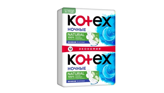 Прокладки гигиенические Kotex Natural ночные 12 шт Прокладки гигиенические Kotex Natural ночные 12 шт