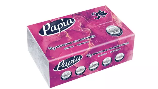 Полотенца бумажные Papia V-fold 3-слойные 100 листов Полотенца бумажные Papia V-fold 3-слойные 100 листов