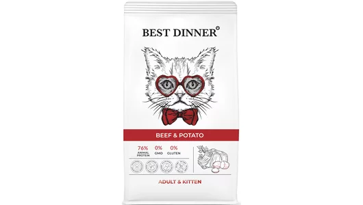 Сухой корм Best Dinner 400гр  Beef&Potato для котят и взрослых кошек, с говядиной и картофелем
