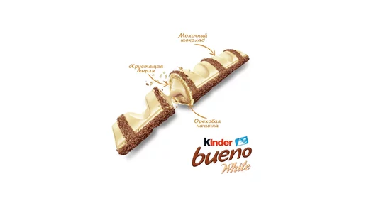 Вафли Kinder Bueno White в белом шоколаде с молочно-ореховой начинкой 39 г