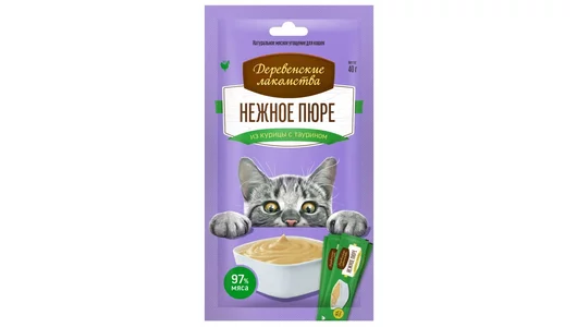 Деревенские лакомства для кошек Нежное пюре из курицы - 40 г