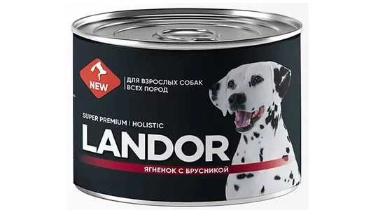 Влажный корм LANDOR Holistic для любых собак, ягненок с брусникой 200гр