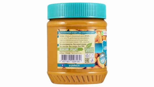 Арахисовая паста Азбука Продуктов без сахара с кусочками арахиса 340 г