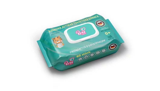 Бумага туалетная влажная REVA детская 80 шт