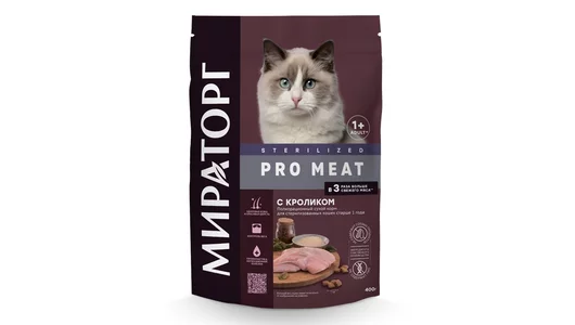 Сухой корм МИРАТОРГ Pro Meat 400гр для стерилизованных кошек с кроликом