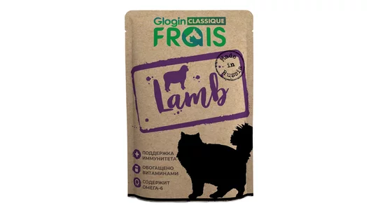 Корм FRAIS CLASSIQUE 85гр для кошек с ягненком в нежном соусе (пауч)