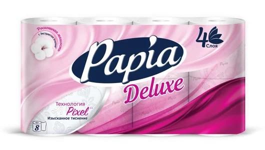 Бумага туалетная Papia Deluxe Белая 4-слойная 8 рулонов