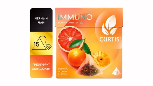 Чай черный Curtis Immuno с цедрой апельсина и лимона в пирамидках 15х1,7 г