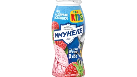 Напиток кисломолочный Имунеле For Kids Клубничное мороженое 100 г