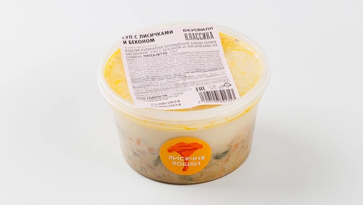 Суп с лисичками и беконом