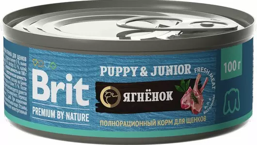 BRIT 100гр Корм для щенков Premium by Nature с ягненком