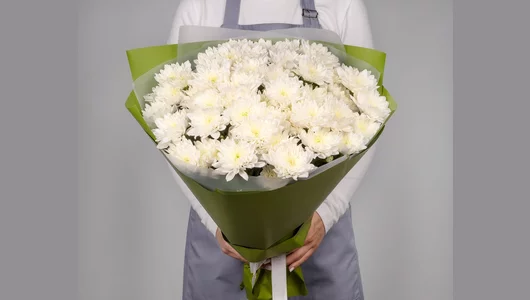 Букет из&nbsp;белой хризантемы в&nbsp;упаковке 9 шт