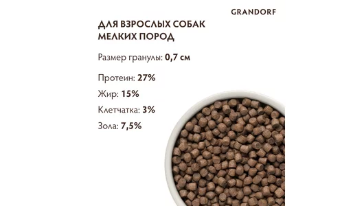 Корм сухой Grandorf 4 мяса с пробиотиками для собак мини-пород 3 кг Корм сухой Grandorf 4 мяса с пробиотиками для собак мини-пород 3 кг