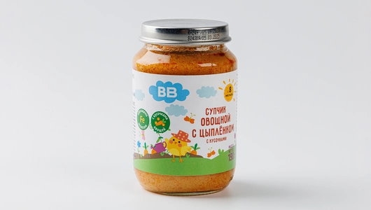 Супчик овощной с цыпленком, с кусочками