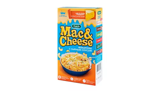Макаронные изделия Foody Mac&Cheese с вложением соуса Сырный Чеддер классический 143 г Макаронные изделия Foody Mac&Cheese с вложением соуса Сырный Чеддер классический 143 г