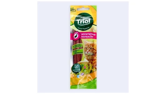 Triol  Аппетитные колбаски из утки для кошек, 40г