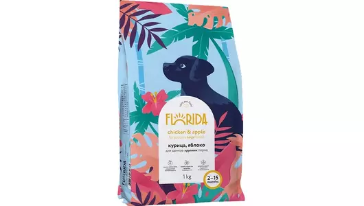 FLORIDA Сухой корм для щенков крупных пород с курицей и яблоком, Maxi Junior Chicken, 1 кг