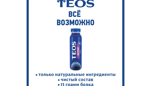 Йогурт питьевой Teos Актив Черника с фруктовым наполнителем 1,8% 260 г Йогурт питьевой Teos Актив Черника с фруктовым наполнителем 1,8% 260 г