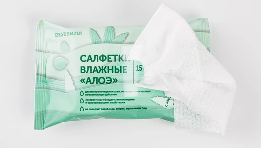 Салфетки влажные "Алоэ", 15 шт