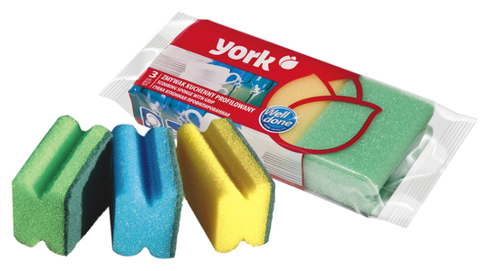 Губки для мытья посуды York профильные 9х7х4,3 см 3 шт Губки для мытья посуды York профильные 9х7х4,3 см 3 шт