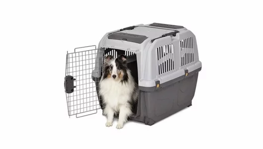 Переноска "SKUDO" 2  55х36х35h см с металлической дверцей с замком серая MPS