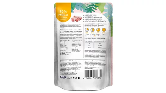 FLORIDA паучи Для стерилизованных кошек: кусочки с курицей в соусе, 85г