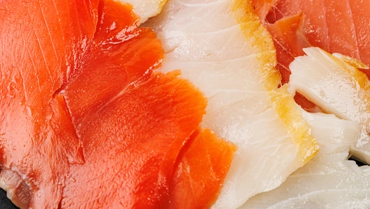 Ассорти х/к из кеты, масляной рыбы, нерки и омуля, 200 г Ассорти х/к из кеты, масляной рыбы, нерки и омуля, 200 г