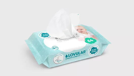 Салфетки влажные детские Lovular 64 шт