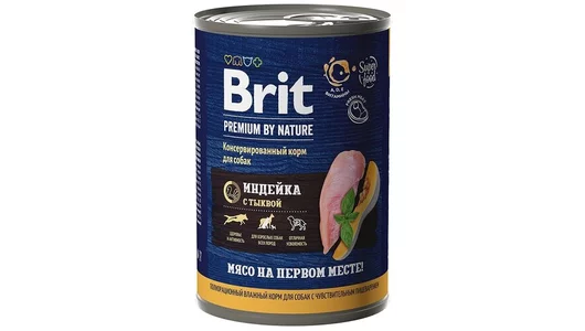BRIT 410гр Корм для собак с чувствительным пищеварением Premium с индейкой с тыквой