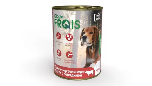 FRAIS HOLISTIC 420гр Корм для собак мясные кусочки с говядиной в желе
