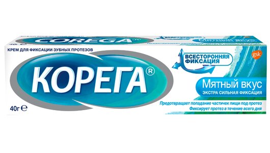 Corega Корега Экстра Сильный Мятный, крем для&nbsp;фиксации зубных протезов, 40 г
