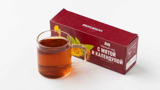 Чай черный с мятой и календулой в пакетиках Чай черный с мятой и календулой в пакетиках