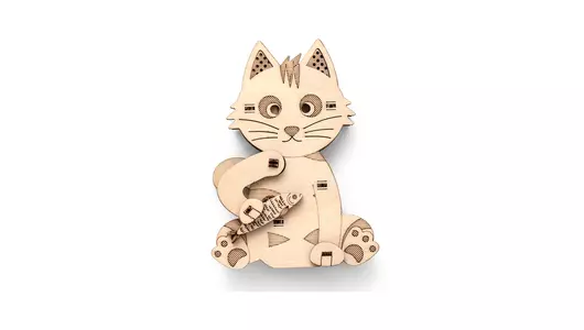 Деревянный конструктор 3D пазл Drovo Кот фин