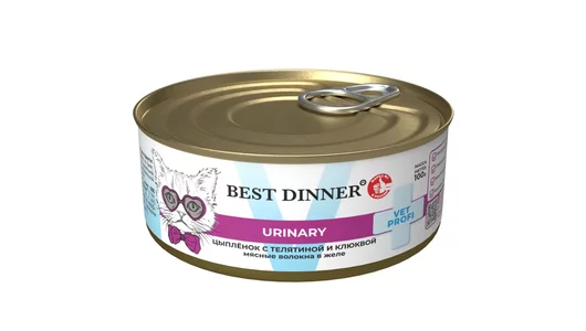 Консервы Best Dinner Vet Profi Urinary для кошек. Цыпленок с телятиной и клюквой. Профилактика МКБ 100гр