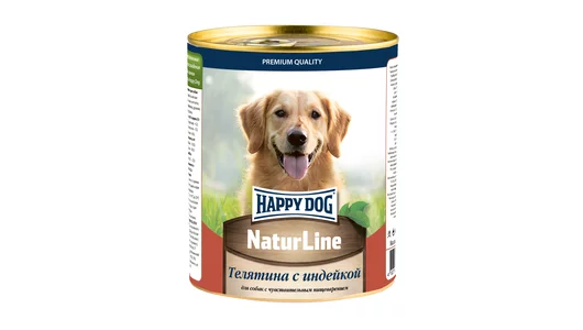 HAPPY DOG 970гр для собак, телятина с индейкой Natur Line