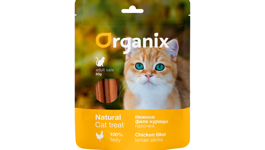 Organix лакомства Лакомство для кошек «Нежные палочки из филе курицы» 100% мясо, 50г