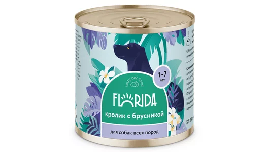 FLORIDA консервы Для собак «Кролик с брусникой», 240г