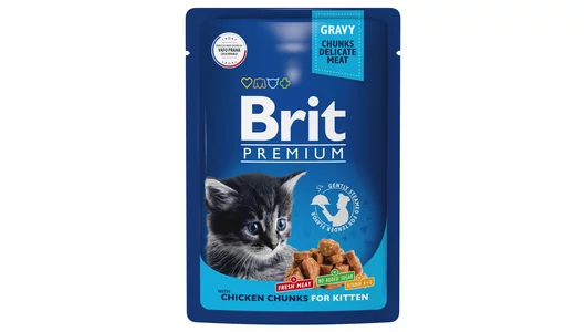 BRIT 85гр Корм для котят цыпленок в соусе Premium (пауч)