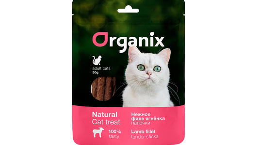 Organix лакомства Лакомство для кошек «Нежные палочки из филе ягненка» 100% мясо, 50г
