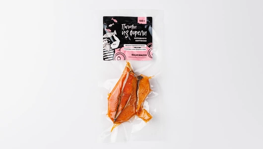 Палочки из форели радужной холодного копчения, 100 г Палочки из форели радужной холодного копчения, 100 г