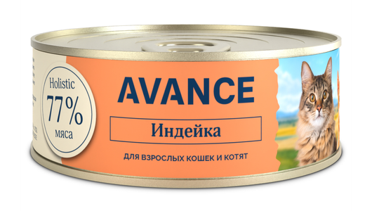 AVANCE holistic консервы Для кошек и котят с индейкой, Natural&Healthy Turkey, 100 г