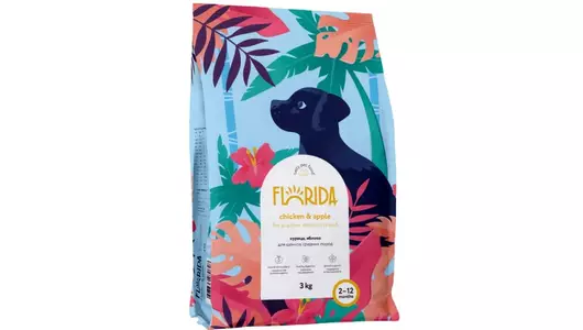 FLORIDA Сухой корм для щенков средних пород с курицей и яблоком, Medium Puppy Chicken, 3 кг
