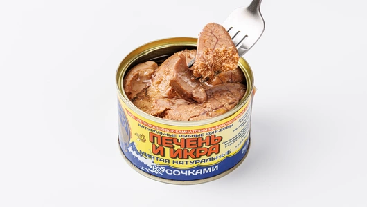 Печень и икра минтая натуральные кусочками, 227 г Печень и икра минтая натуральные кусочками, 227 г