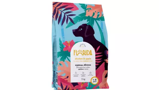 FLORIDA Сухой корм для взрослых собак средних пород с курицей и яблоком, Medium Adult Chicken, 3 кг