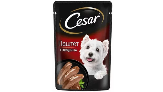 Влажный корм Cesar для взрослых собак, паштет с говядиной 80гр