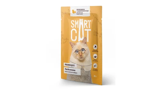 Smart Cat паучи Для взрослых кошек и котят: кусочки курочки с тыквой в нежном соусе, 85г