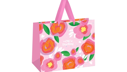 Пакет подарочный Meshu Pink flower 32х26х12 см матовая ламинация