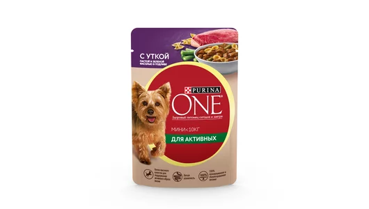 Корм влажный Purina one mini для собак утка с пастой и зеленой фасолью в подливе 85 г Корм влажный Purina one mini для собак утка с пастой и зеленой фасолью в подливе 85 г