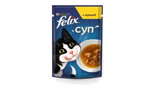 Влажный корм Felix Суп для взрослых кошек, с курицей, Пауч, 48 г